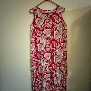 Floral Sleeveless Red Dress